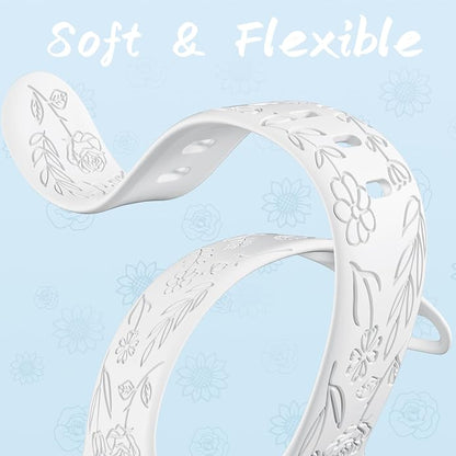 SNBLK 6 Pack Floral Engraved Bands Compatible - Image 5