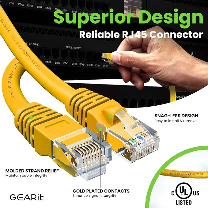 GearIT Cat 6 Ethernet Cable Cat6 Network Patch, Snagless Cord, Internet - Image 4