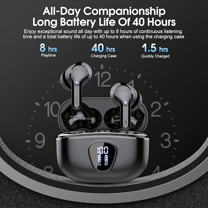 Wireless Earbuds, IP7 Waterproof in Ear Earphones, LED Display Ear Buds - Image 5