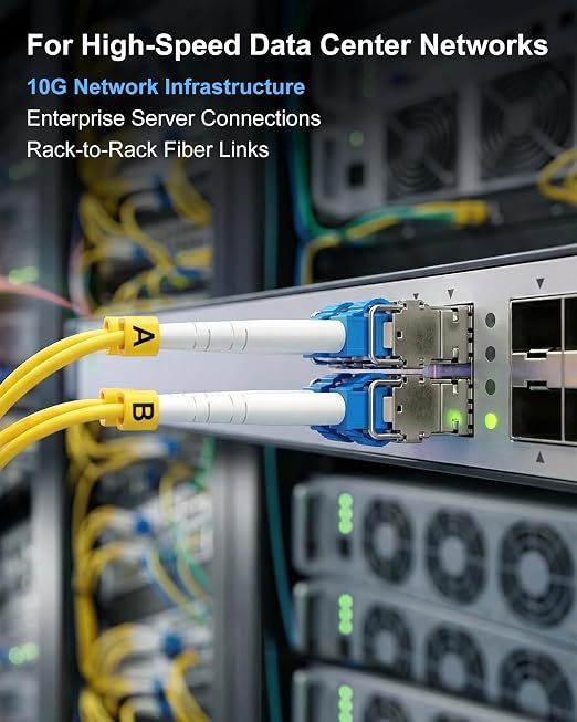 OS2 LC to LC Single Mode Fiber Patch Cable 7M Duplex, 1G/10G/40Gbps, Compatible - Image 2