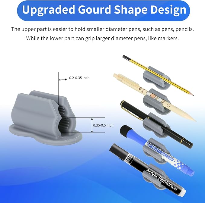 12PCS Pen Holder for Desk, Upgraded Adhesive Pen Pencil Holder for Desk Wall - Image 3