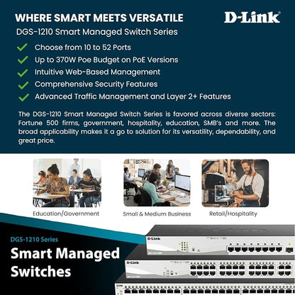 D-Link 10-Port Gigabit Smart Managed Switch | 8 GbE + 2 SFP Ports | L2+ | VLANs - Image 3