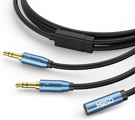 MillSO Audio Splitter, Female to 2 Male 3.5mm TRS Audio Splitter, 8 Feet by MillSO
