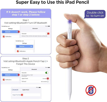 Stylus Pen for iPad 2018-2025, 15Mins Fast Charge for Apple Pencil, Palm - Image 6