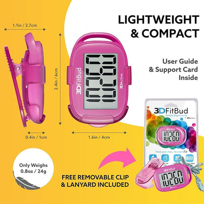 3DActive 3DFitBud Simple Step Counter Walking 3D Pedometer - Image 6