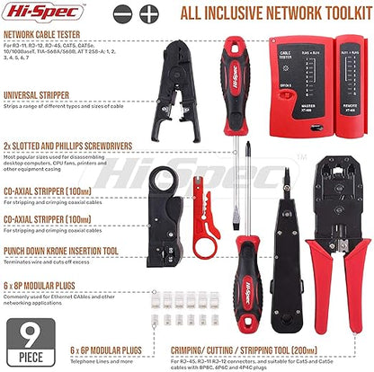 Hi-Spec 9pc Network Cable Tester Tool Kit Set - Image 2