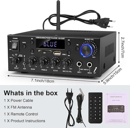 Romica Stereo Audio Amplifier, 2 Channel 500W Bluetooth 5.0 Home Theater Power - Image 8
