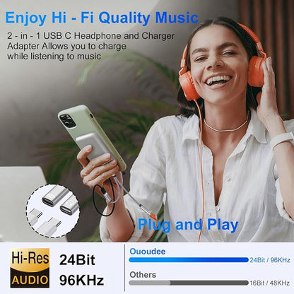 USB C Splitter, Dual USB C Headphone and Charger Adapter - Image 5