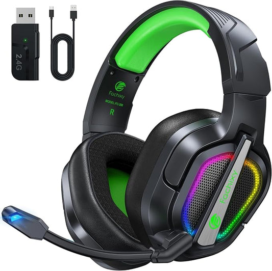 FC200 Wireless Gaming Headset for PS5, PS4-2.4GHz USB Foldable Headphones by FachixyUS