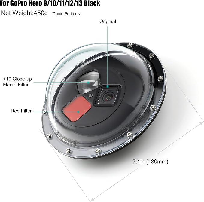 Dome Port for GoPro Hero 13 12 11 10 9 Black, Dome Port Lens - Image 2