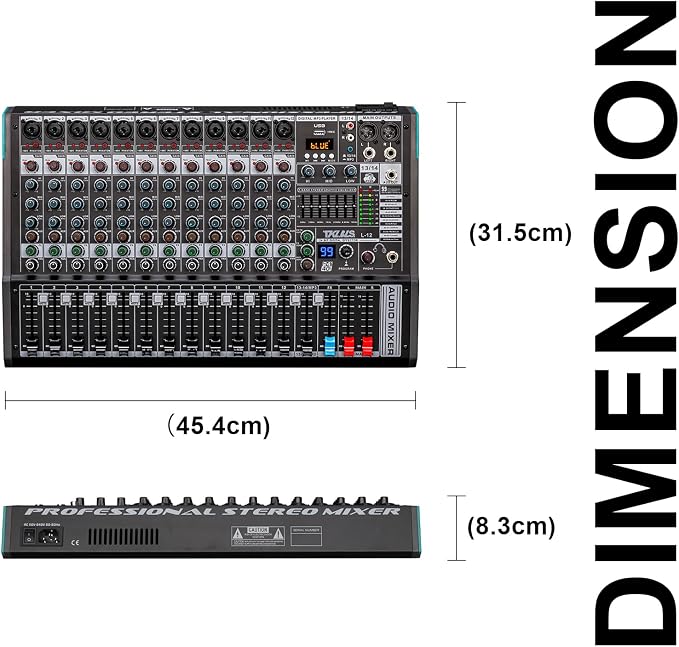 DJ Mixer, TKLBLS Professional 12 Channel Audio Mixer Board - Image 8