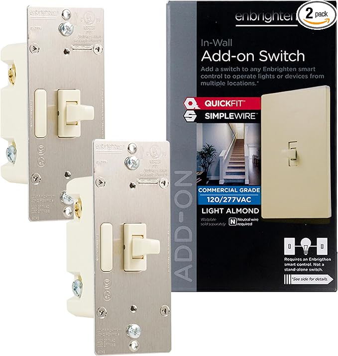 Enbrighten Almond Add-On Switch, QuickFit & SimpleWire, Z-Wave/Zigbee, Not A by Enbrighten