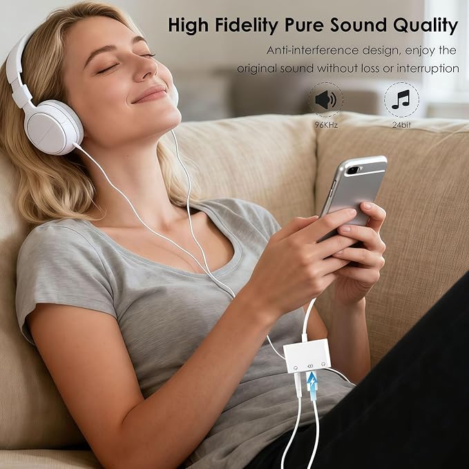 3-in-1 Aux to USB C Headphone Splitter USB-C to Dual 3.5mm Audio Adapter Dual - Image 4