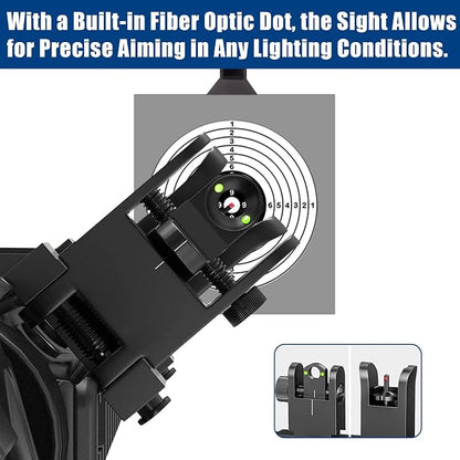 UUQ 45 Degree Offset Fiber Optic Iron Sights, Flip Up Front Rear Sites - Image 2