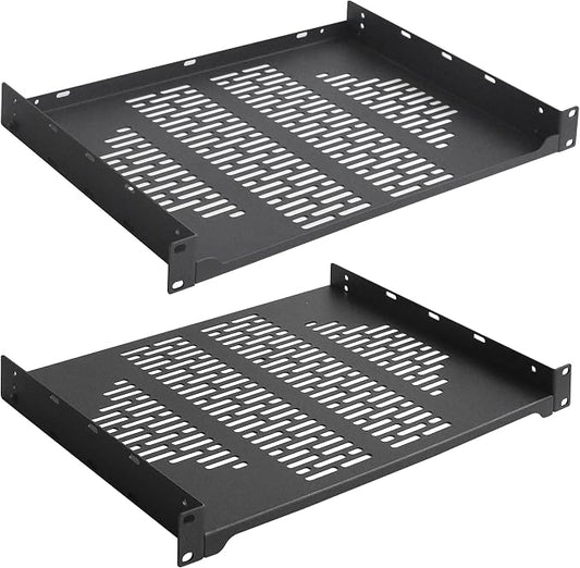 RIVECO 2 PCS 12” Rack Shelves for 19 inches Network Rack & Cabinets, 1U Rack by RIVECO