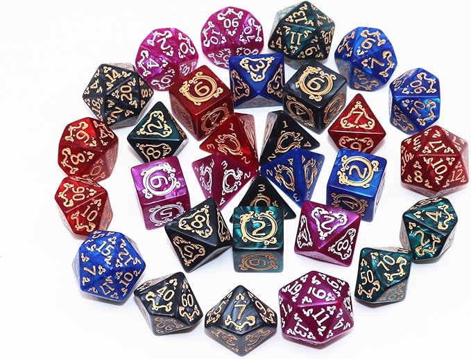 Polyhedral DND Dice Set, 5 Pack Vintage Dragon-Patterned Dice Sets Compatible - Image 4