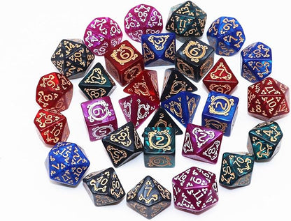Polyhedral DND Dice Set, 5 Pack Vintage Dragon-Patterned Dice Sets Compatible - Image 4