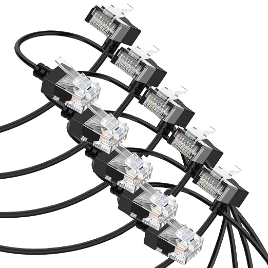 Cat6A Ethernet Cable 90 Degree Downward Angled 10FT 5 Pack, Flexible Slim & by Thzzhnno