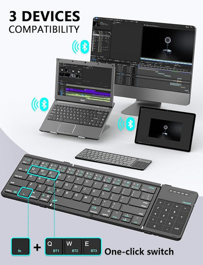 Nillkin Foldable Keyboard with Touchpad, Full Size Keys, Large Trackpad Small - Image 2