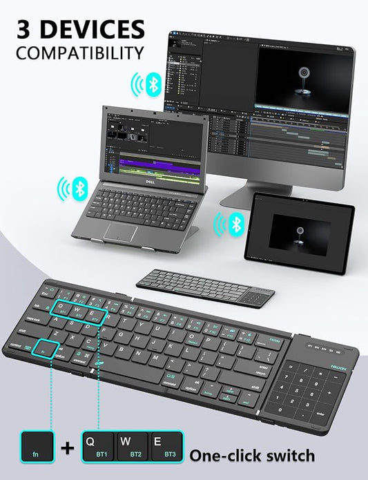 Nillkin Foldable Keyboard with Touchpad, Full Size Keys, Large Trackpad Small - Image 2