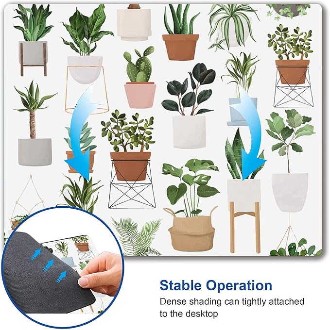 Mouse Pad, Cute House Plants Mouse Pads, Square Washable Cloth Personalized - Image 6