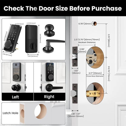 Keyless Entry Door Lock with 2 Knobs, Biquole Fingerprint Keypad Deadbolt - Image 9