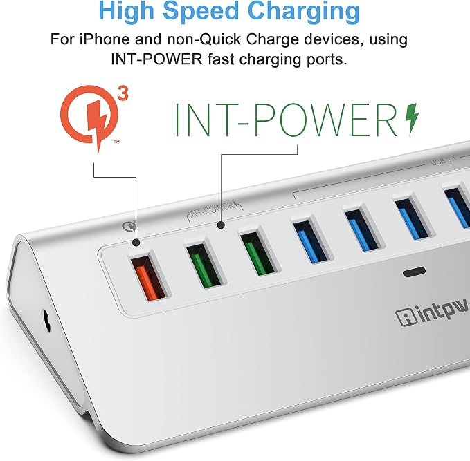 Powered USB Hub 10Gbps, 10 Port USB 3.1 Gen 2 Hub - Image 5