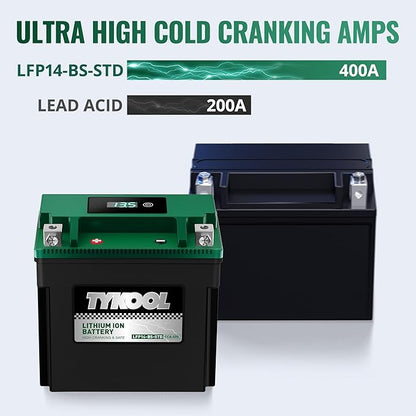 TYKOOL YTX14-BS-STD 400 CCA, Lithium LiFePO4 12v Motorcycle Battery, ATV Battery - Image 5