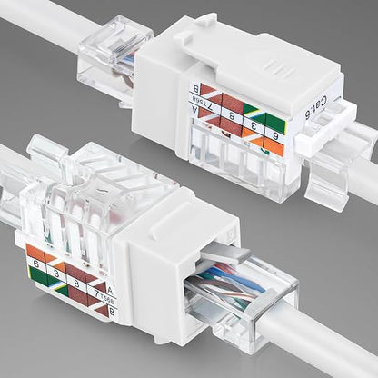 Everest 45° Angled RJ45 Cat6A Keystone Jacks 50-Pack in White - Image 8