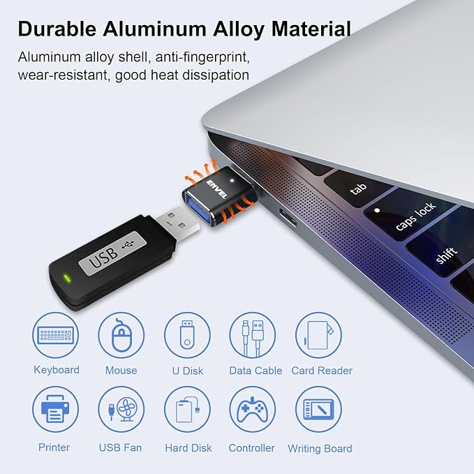 ENVEL USB to USB C Adapter, USB3 5Gbps High Speed Data Transfer, OTG Converter - Image 8