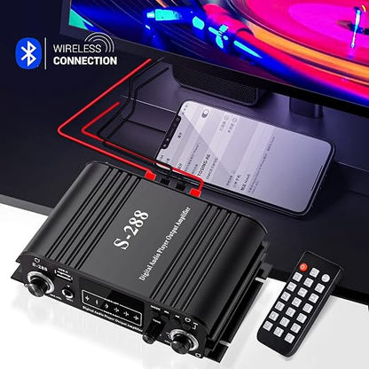 Facmogu S-288 4 CH Bluetooth 5.0 Home Audio Amplifier, RMS 45Wx4, Max 600W HiFi - Image 5