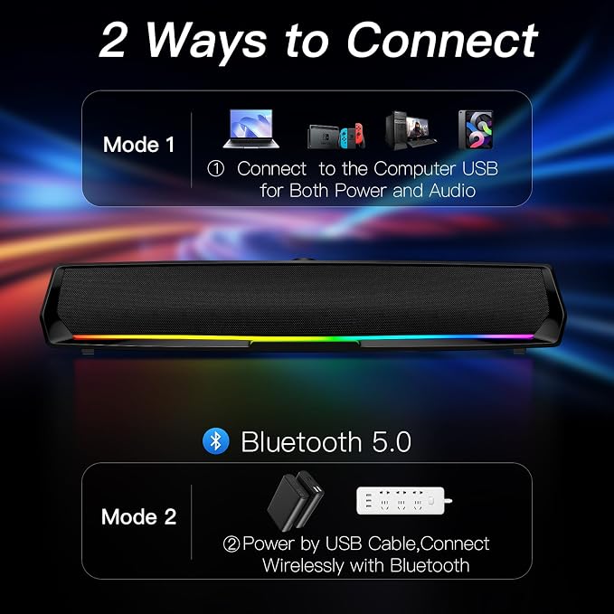 Computer Speakers for Desktop, PC Speakers Gaming Sound bar - Image 3