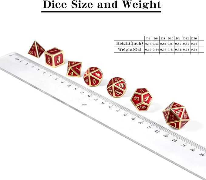 Ruby Red DND Metal Dice, DnDnD 7PCS Metallic D&D Dice Set - Image 5