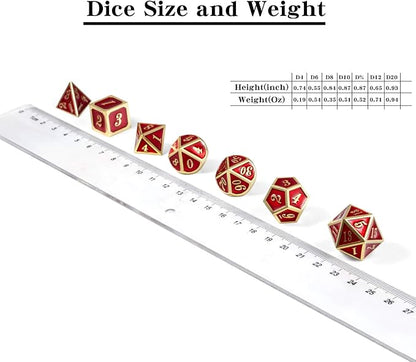 Ruby Red DND Metal Dice, DnDnD 7PCS Metallic D&D Dice Set - Image 5