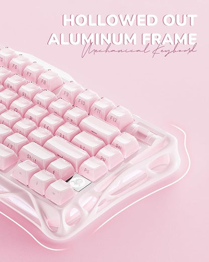 GravaStar Mercury K1 75% Pink Wireless Keyboard, Aluminum Alloy Exoskeleton - Image 4