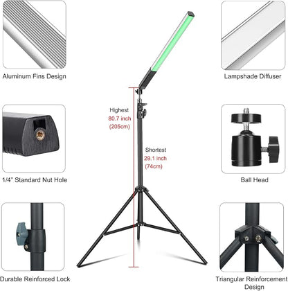 2 Pack RGB LED Video Light Wand Stick, LUXCEO Photography Studio Lighting Kits - Image 2
