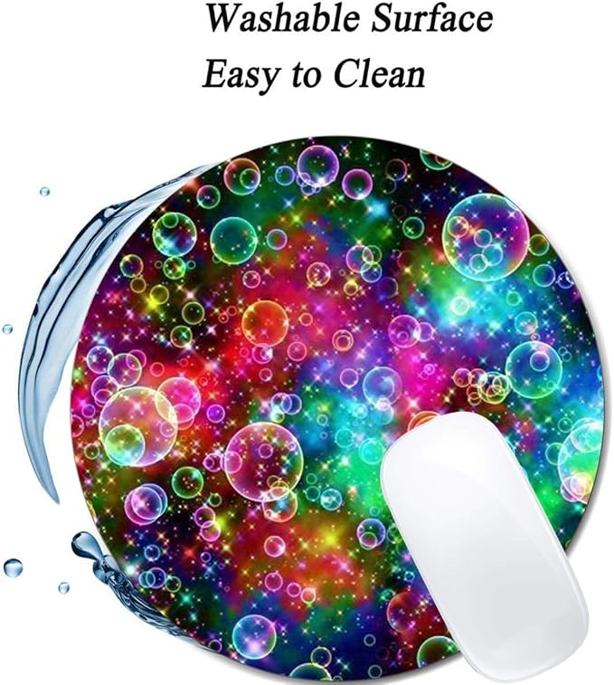 Colorful Bubbles Mouse Pad Round Non-Slip Rubber Mousepad Laptop Office - Image 3