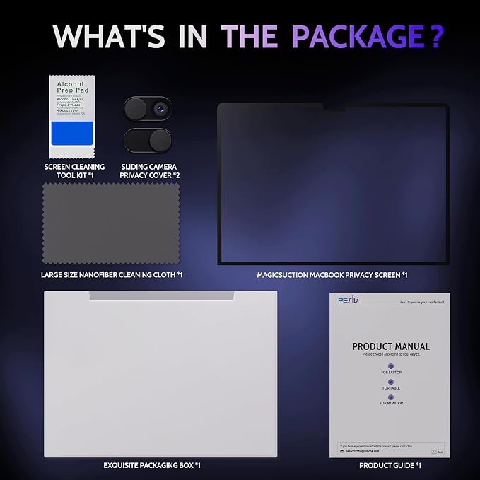 Privacy Screen for MacBook Pro 16 Inch, MagicSuction™ Removable Anti Spy Black - Image 8