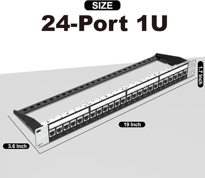 Jadaol 24-Port Shielded Cat6A Patch Panel, 19” 1U Rackmount/Wall Mount - Image 6