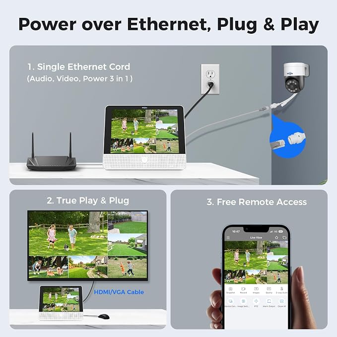 【12’’ Monitor + Human Tracking】Hiseeu 4K PoE Security Camera System, All-in-One - Image 5