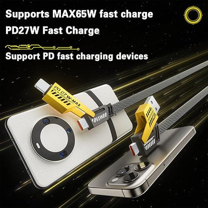 2Pack 4 in 1 Fast Charging Cable, Transferring Data, 6.65 Ft, Braided Cable 65W - Image 5
