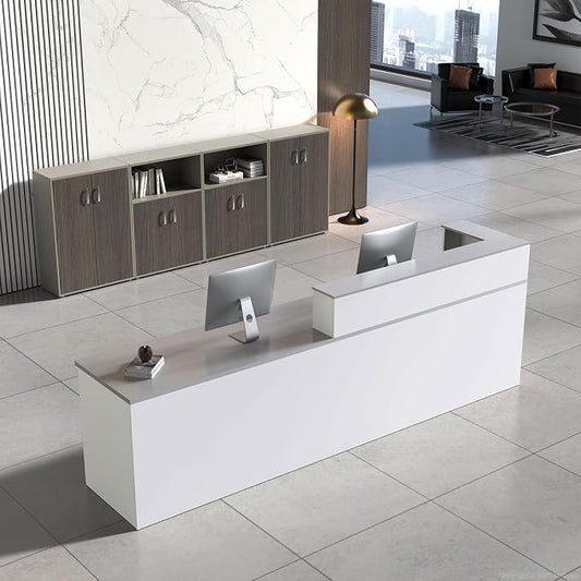 Reception Desk with Counter, Modern Front Desk Reception Counter with Keyboard by NUIPESN