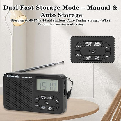 AM FM Radio, Portable Emergency Weather NOAA Radio, Small Digital Radio - Image 8