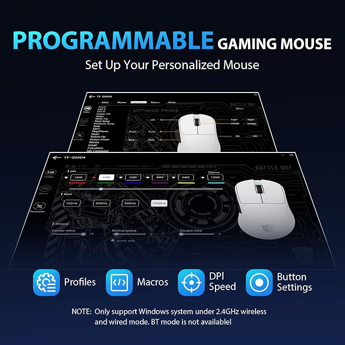 Transformers GM04 63g Lightweight Wireless Gaming Mouse, 12000 DPI, PAW3311 - Image 7