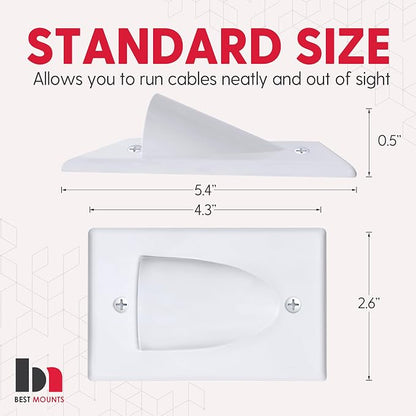 BestMounts - 1 Pack In Wall Cable Management Kit - Recessed Wall Plate Cable - Image 4