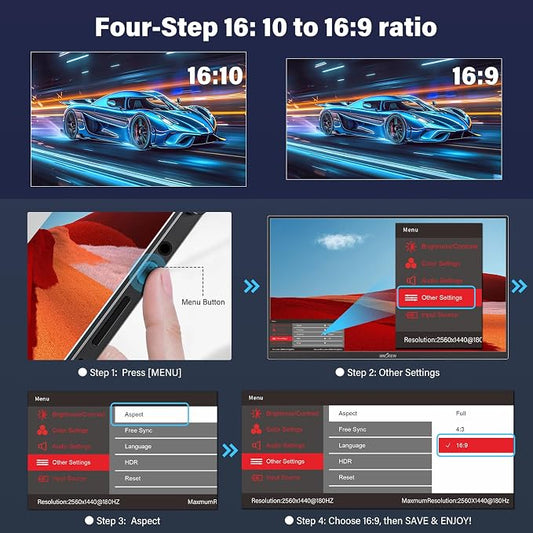 2K 180Hz Portable Gaming Monitor, 23.8" 2560x1440 QHD Fast IPS ∆E<2 100% sRGB - Image 2