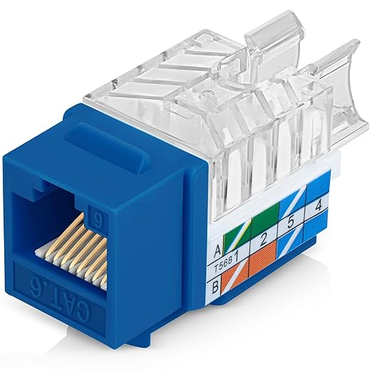 Everest 45° Angled RJ45 Cat6 Keystone Jacks 100-Pack in Blue - Image 9
