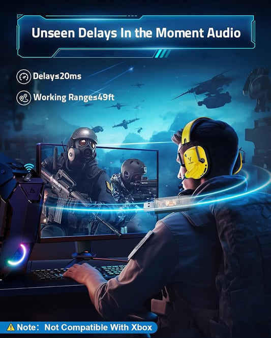 Wireless Gaming Headset for PC, 2.4GHz USB Dongle Wireless Gaming Headphones - Image 2