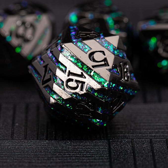 Metal Stripe Dice, Solid Metallic Glitter Stripes DND Dice by Maywin