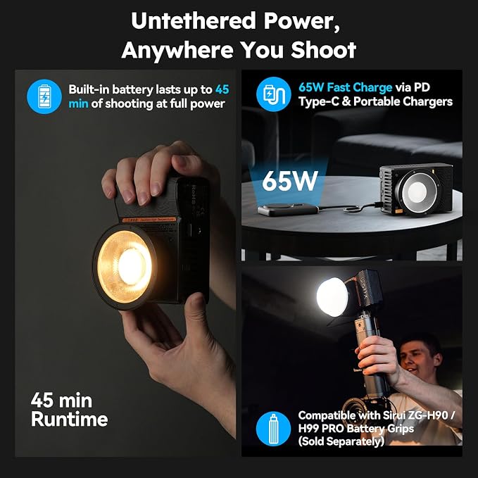 SIRUI C60X 60W Portable Photography Light, Ultra-Quiet 24.9dB & 0.53KG Compact - Image 3